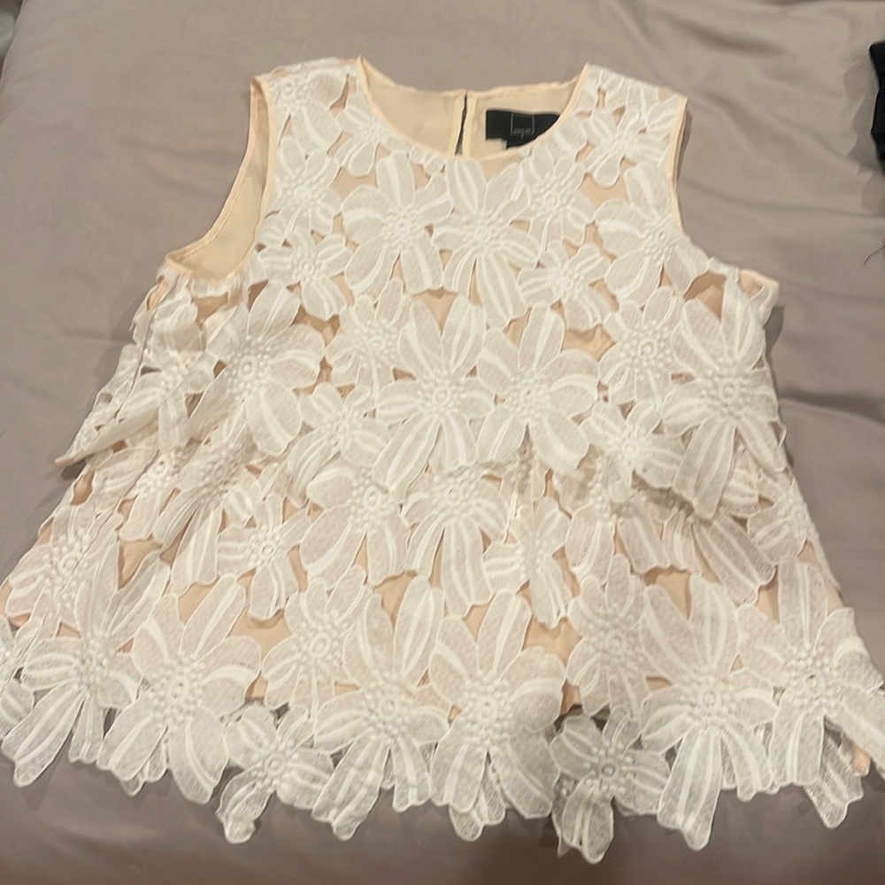 Size s/m dolce vita tan white sleevkess top like madewell Zara Anthropologie